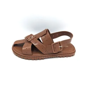 NEW Melissa Women LOCK Sandals Jelly Gel Chunky Shoes Brown Size 12 (44) Comfort