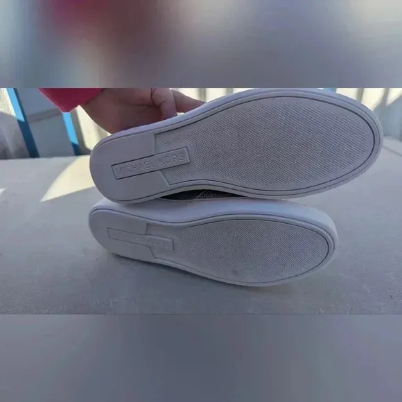 New Michael Kors Keaton Slip On Sneaker Hot Fix Stone MK Logo Light Slate