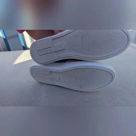 New Michael Kors Keaton Slip On Sneaker Hot Fix Stone MK Logo Light Slate