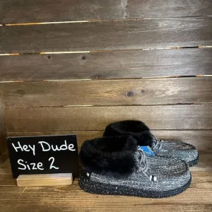 New NWT Big Kids Hey Dude Britt Boho Lined Black Ankle Booties Boots Size‎ 2 Y
