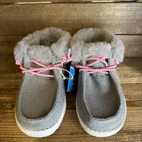 New NWT Little Kids Hey Dude Britt Boho Lined Gray Ankle Booties Boots Size 12 C