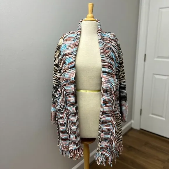 NEW POL Variegated Boho Belted Cardigan Sweater Jacket Sz S