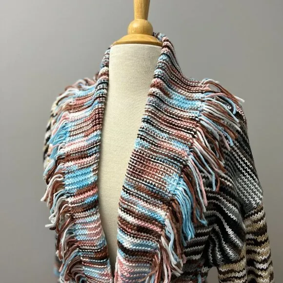 NEW POL Variegated Boho Belted Cardigan Sweater Jacket Sz S
