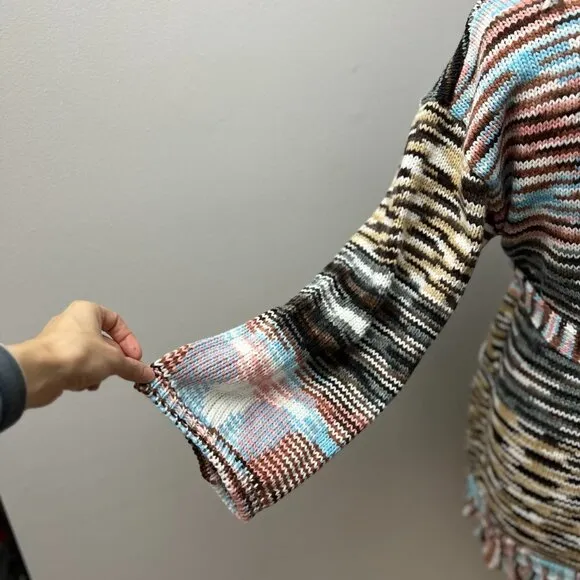 NEW POL Variegated Boho Belted Cardigan Sweater Jacket Sz S