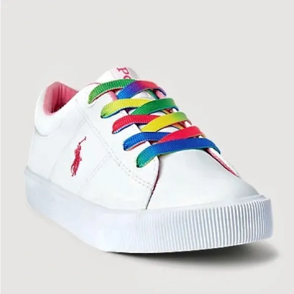 NEW Polo Ralph Lauren Elmwood size 7.5 Womens Pink Rainbow shoes