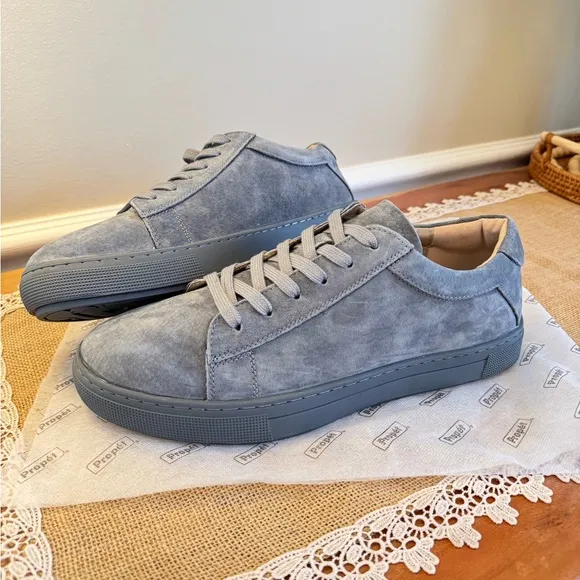 NEW Propet Men's Gray Kenji Casual Sneakers 100% Real Leather Size 10M