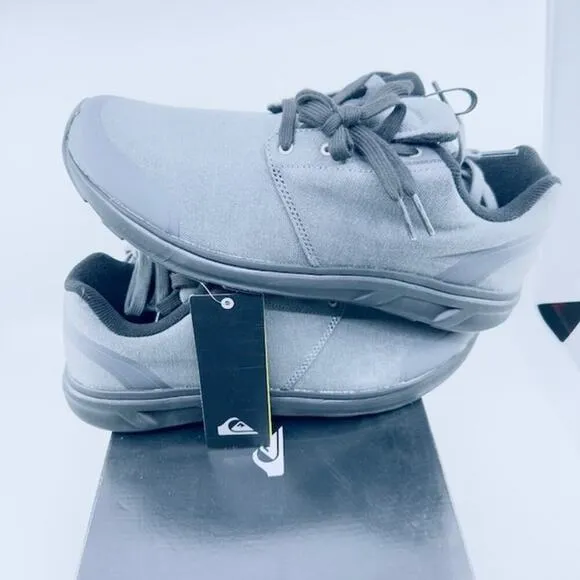NEW Quicksilver Shoes Voyage Textile Cruiser Sneaker Lace-Up Slip On Gray Mens 9