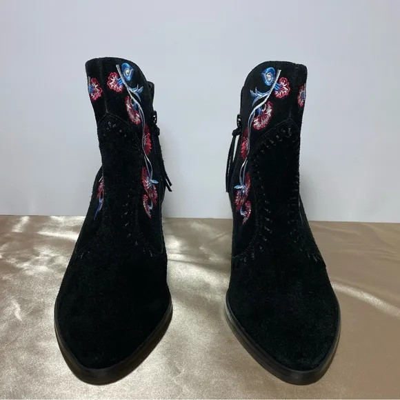 New Rebecca Minkoff Boho Lulu Floral Embroidered Suede Leather Bootie Size 8