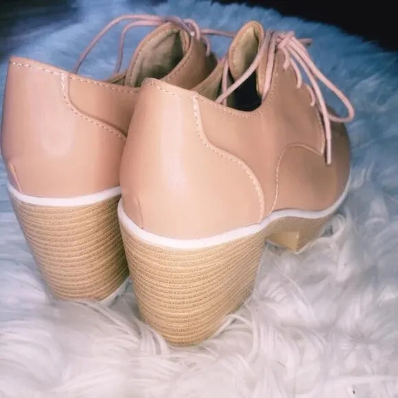 NEW RETRO CHUNKY PINK OXFORD HEELS