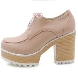 NEW RETRO CHUNKY PINK OXFORD HEELS