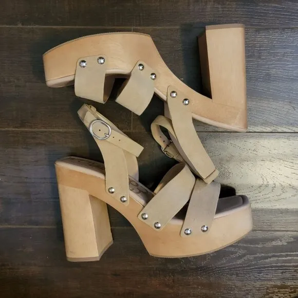 NEW Sam Edelman Rosalind Sandals Women 10.5 Beige Boho Retro Cottage Chic Summer