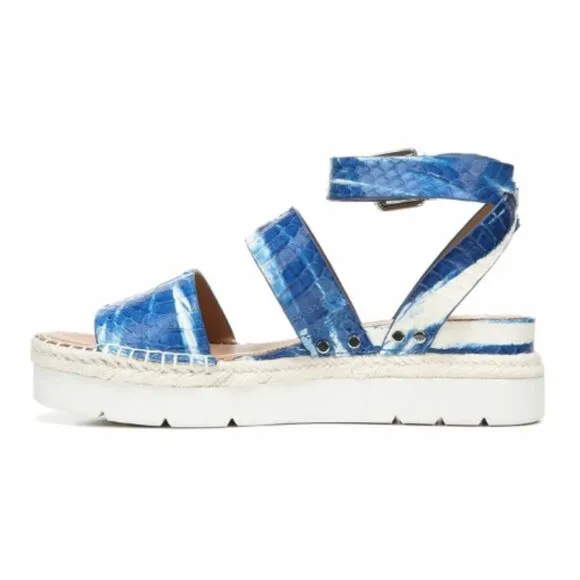 NEW Sarto by Franco Sarto Calvin Low Platform Sandals in Blue Snake Leather 7.5