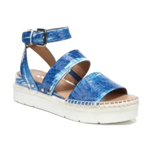 NEW Sarto by Franco Sarto Calvin Low Platform Sandals in Blue Snake Leather 7.5