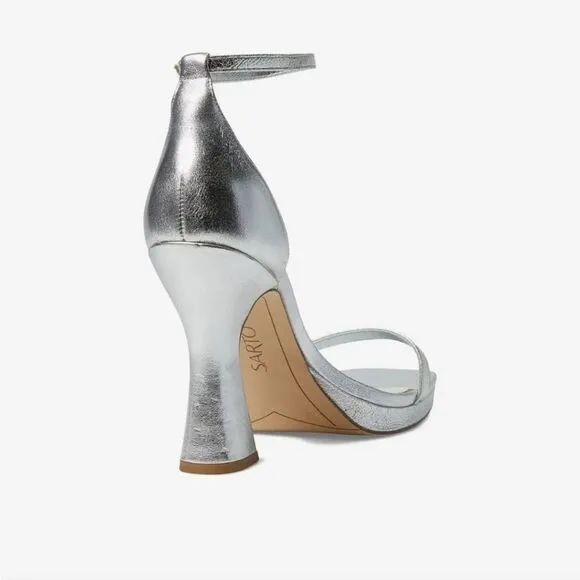 New SARTO by Franco Sarto Dolores Ankle Strap High Heel Silver Party Sandal s 7