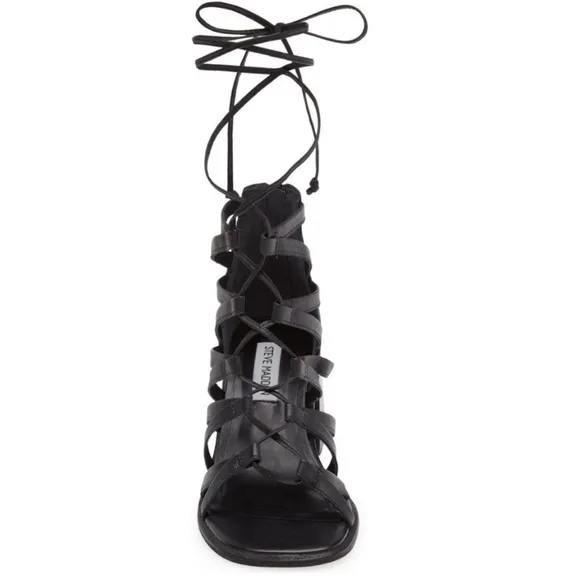 NEW! Steve Madden Black Leather Cherri Strappy Sandal - Size 7