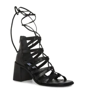 NEW! Steve Madden Black Leather Cherri Strappy Sandal - Size 7