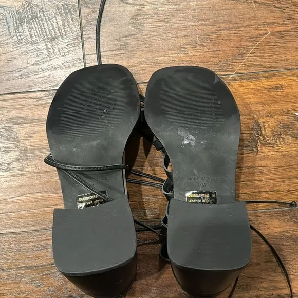NEW! Steve Madden Black Leather Cherri Strappy Sandal - Size 7