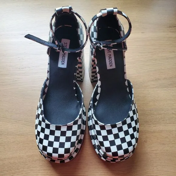 NEW Steve Madden Charlize Checkerboard Platform Heels
