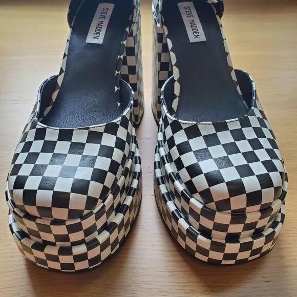 NEW Steve Madden Charlize Checkerboard Platform Heels
