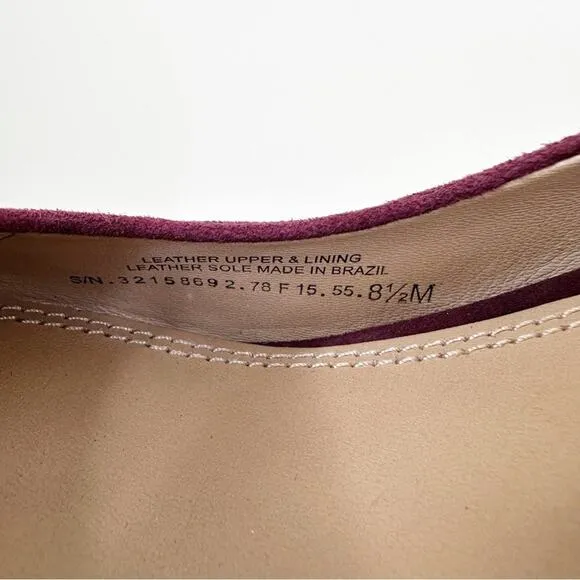 NEW Tory Burch Astoria Wedges Womens 8.5 Bordeaux Suede Leather Slip On Shoes
