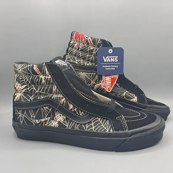 New Vans SK8-Hi Top 38 DX Anaheim Factory OG Black Suede Spiderweb Men's 8.5