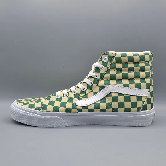 New Vans Sk8-Hi Top Checkerboard Light Green and White Canvas Men's Size 11