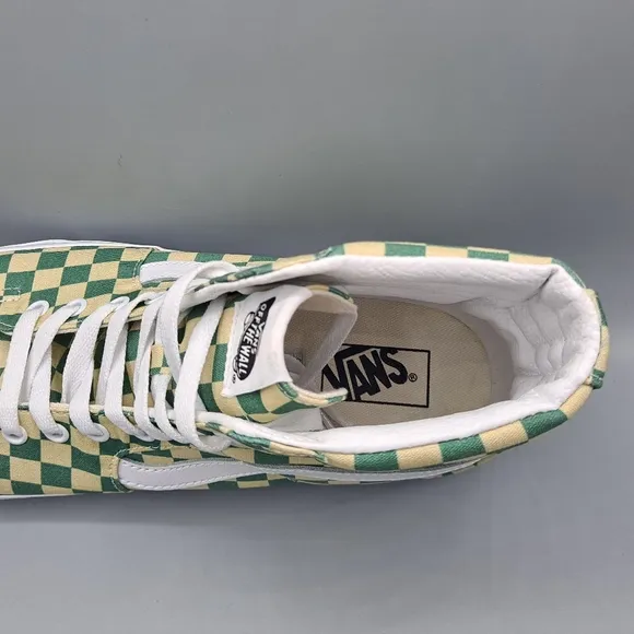 New Vans Sk8-Hi Top Checkerboard Light Green and White Canvas Men's Size 11