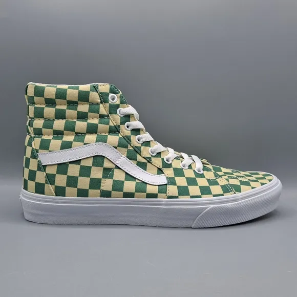 New Vans Sk8-Hi Top Checkerboard Light Green and White Canvas Men's Size 11