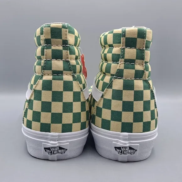 New Vans Sk8-Hi Top Checkerboard Light Green and White Canvas Men's Size 11