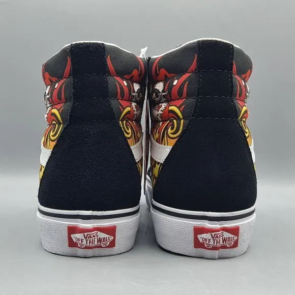 New Vans Sk8-Hi Top Santa Claus Flame Black Suede Christmas Shoes Men's Size 6