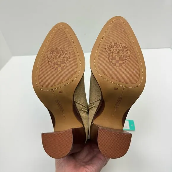 NEW Vince Camuto Paitrilla Tan Suede Snake Skin Print Zip Up Bootie Ankle Boots