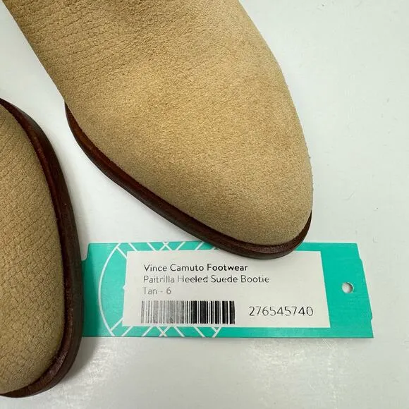 NEW Vince Camuto Paitrilla Tan Suede Snake Skin Print Zip Up Bootie Ankle Boots