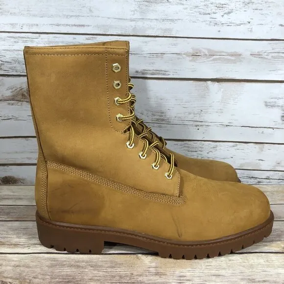 NEW Vintage Cedars USA Leather Combat Wheat Boots Mens Size 12 Lace UP 8 Eye