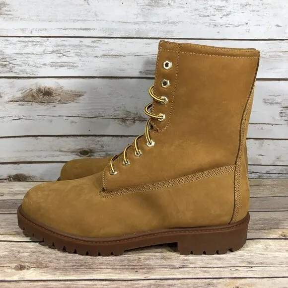 NEW Vintage Cedars USA Leather Combat Wheat Boots Mens Size 12 Lace UP 8 Eye