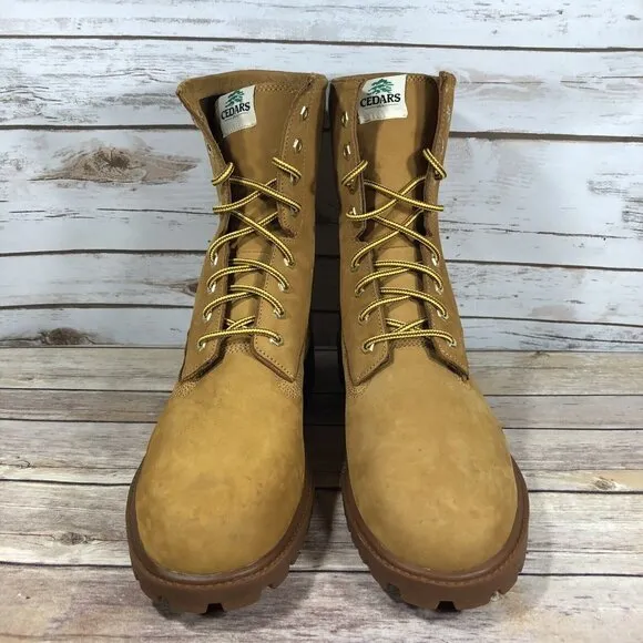 NEW Vintage Cedars USA Leather Combat Wheat Boots Mens Size 12 Lace UP 8 Eye