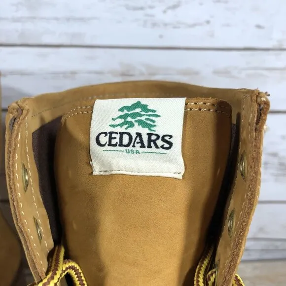 NEW Vintage Cedars USA Leather Combat Wheat Boots Mens Size 12 Lace UP 8 Eye