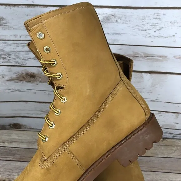 NEW Vintage Cedars USA Leather Combat Wheat Boots Mens Size 12 Lace UP 8 Eye