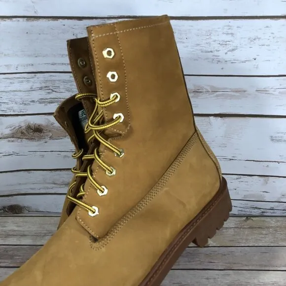 NEW Vintage Cedars USA Leather Combat Wheat Boots Mens Size 12 Lace UP 8 Eye