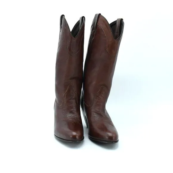 NEW Vintage Dan Post Red Brown Leather Tall Women's Cowboys Boots 7.5