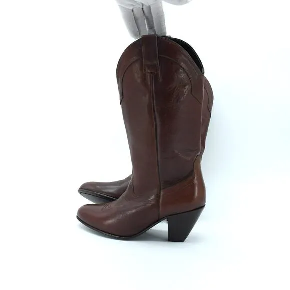 NEW Vintage Dan Post Red Brown Leather Tall Women's Cowboys Boots 7.5
