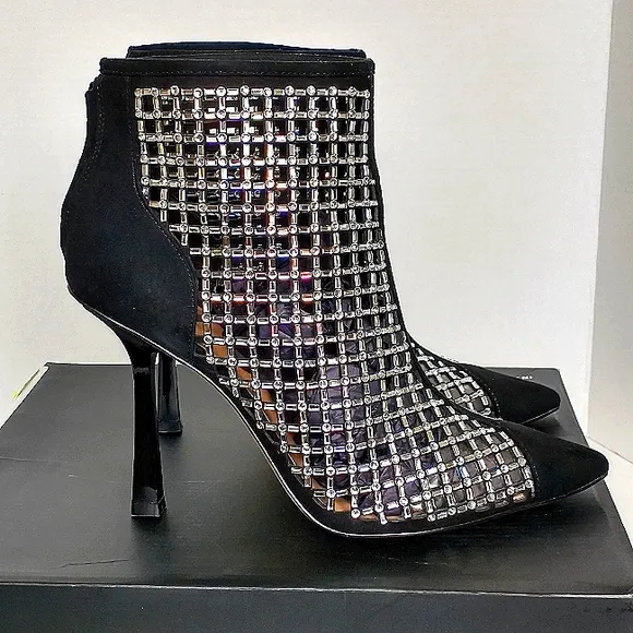 New w/Box Inc International Concepts Senalda Caged Bling Zip-Up Dress Booties