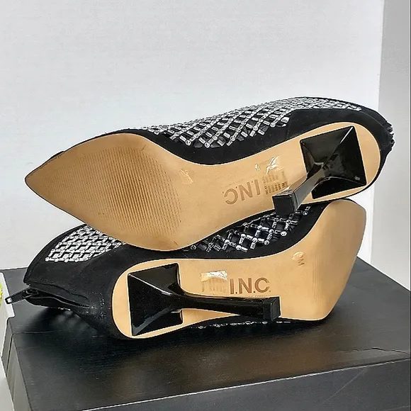 New w/Box Inc International Concepts Senalda Caged Bling Zip-Up Dress Booties