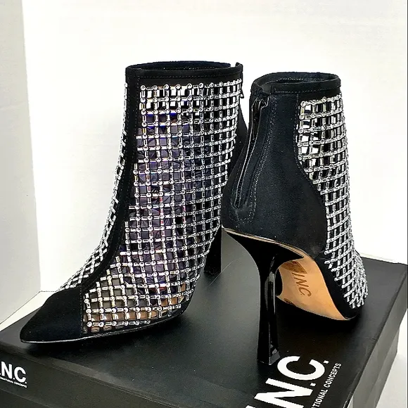 New w/Box Inc International Concepts Senalda Caged Bling Zip-Up Dress Booties