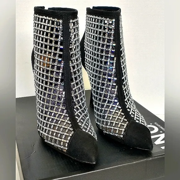 New w/Box Inc International Concepts Senalda Caged Bling Zip-Up Dress Booties