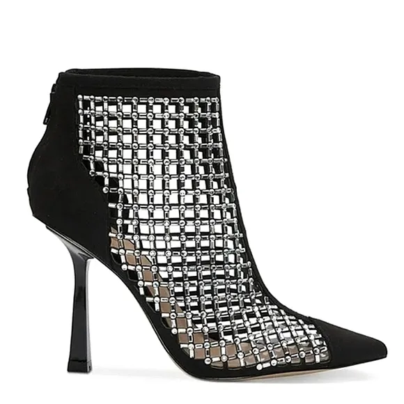 New w/Box Inc International Concepts Senalda Caged Bling Zip-Up Dress Booties