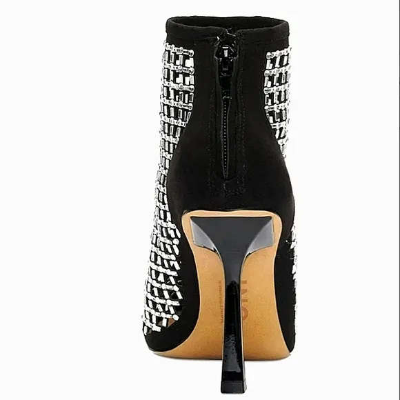 New w/Box Inc International Concepts Senalda Caged Bling Zip-Up Dress Booties