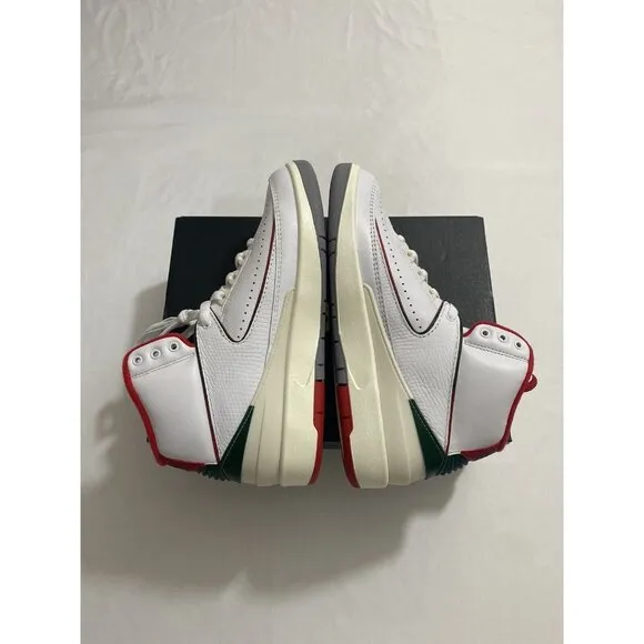 New Youth Size 6.5Y White Fire Red Air Jordan 2 Retro (GS) Basketball Shoes