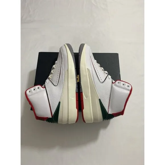 New Youth Size 6.5Y White Fire Red Air Jordan 2 Retro (GS) Basketball Shoes