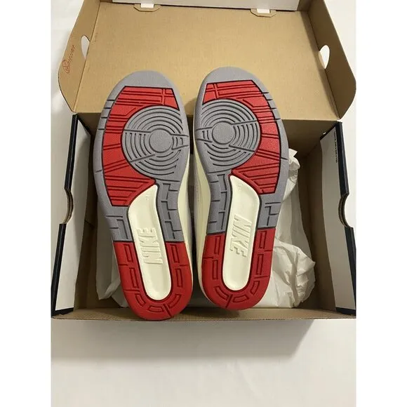 New Youth Size 7Y White Fire Red Air Jordan 2 Retro (GS) Basketball Shoes