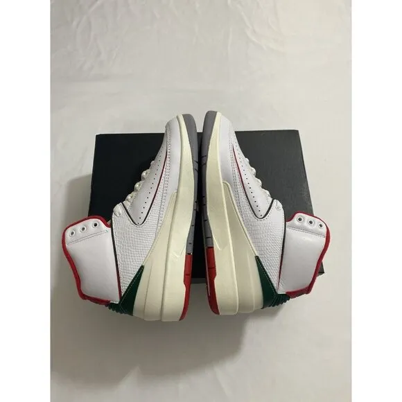 New Youth Size 7Y White Fire Red Air Jordan 2 Retro (GS) Basketball Shoes